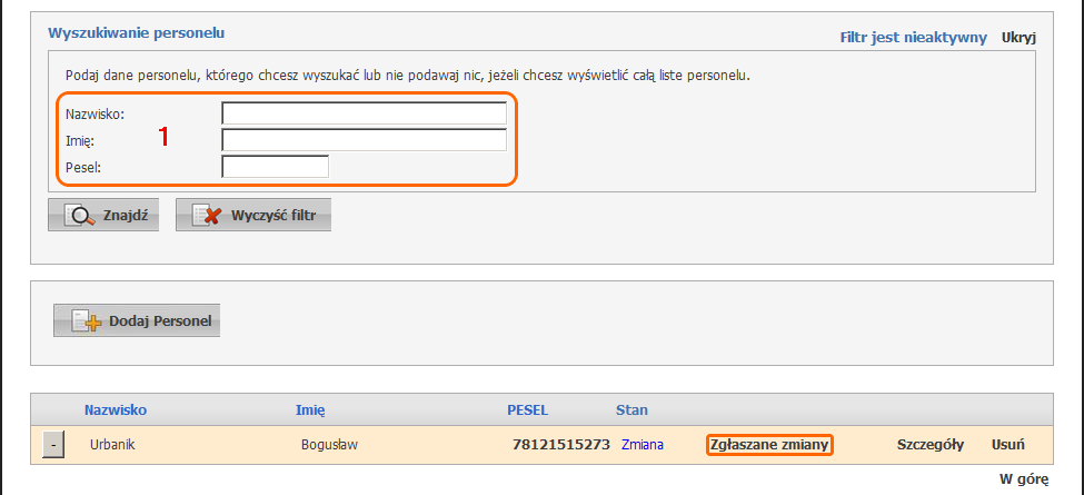 zmiana harmonogramu personelu